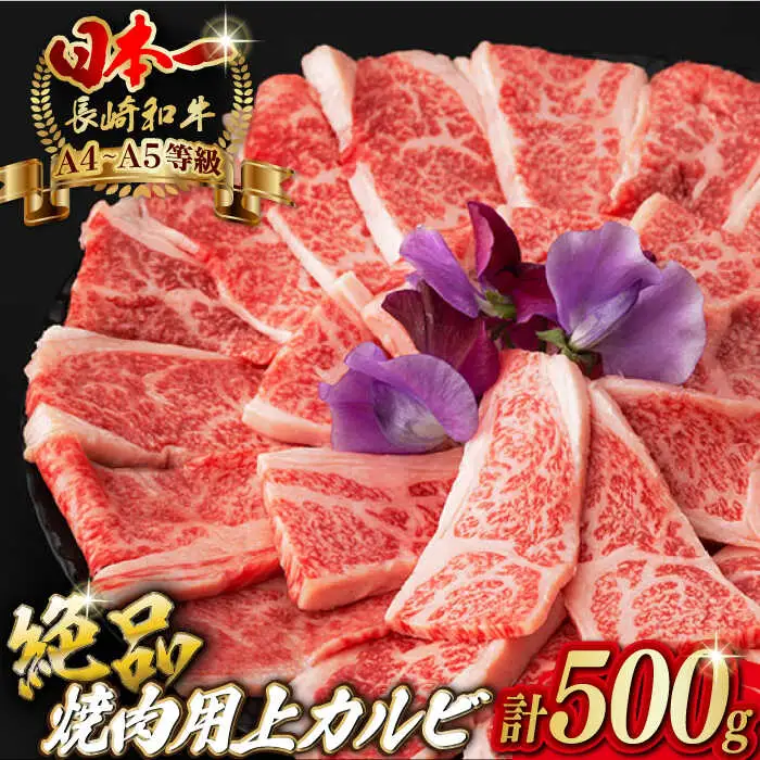焼肉 上 カルビ 500g 長崎和牛 A4?A5ランク 【野中精肉店】 [VF09] 牛カルビ 焼肉用