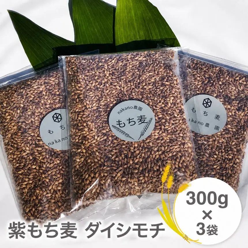 山々と源流の山国町「nakano麦園」の希少な『紫もち麦』ダイシモチ300g×3袋 | 900g 900グラム 紫もち麦 もち麦 麦 ダイシモチ 紫麦 雑穀 穀物 希少 国産 麦ご飯 大分県 中津市