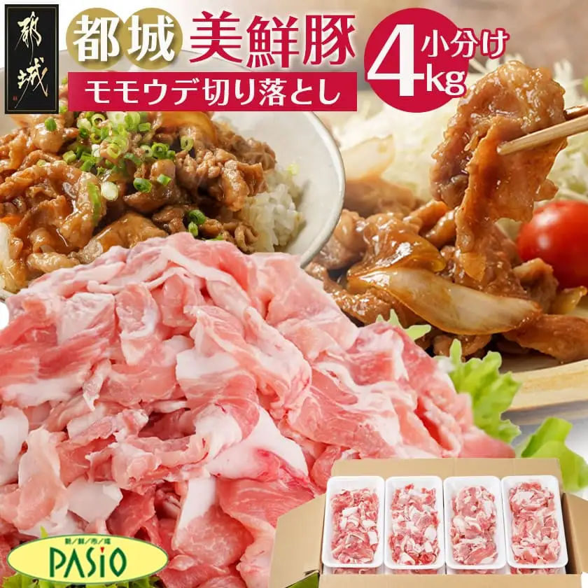 都城美鮮豚切り落とし4kgセット(200g×20パック)〔MJ-5402〕_(都城市) 都城美鮮豚 モモウデ 切り落とし 200g×20パック 焼きそば 炒め物 丼もの