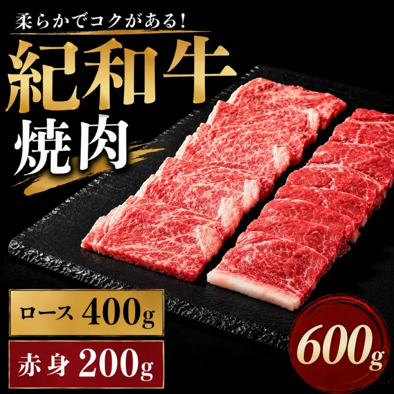 紀和牛焼肉用ロース400g 赤身200g【冷凍】 / 牛  肉 牛肉 紀和牛 ロース  赤身 焼肉 焼き肉 600g【tnk119-2】