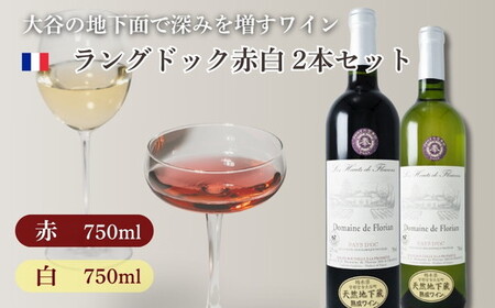  大谷の天然地下蔵で深みを増すワイン ラングドック赤白 2本セット ※配送不可地域：離島 | 赤ワイン 白ワイン 飲み比べ ギフト 栃木県 宇都宮市