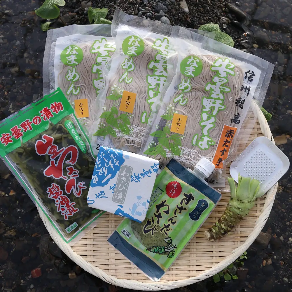 藤屋わさび農園　【極】わさび好きセット　生わさび、安曇野そば、わさび漬など計５品
