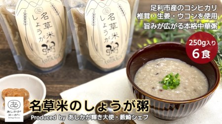 ＜あしかが輝き大使・薮崎シェフ＞ 名草米のしょうが粥 250g×6食 【足利市産コシヒカリ使用】【 栃木県 足利市 】 F7Z-169