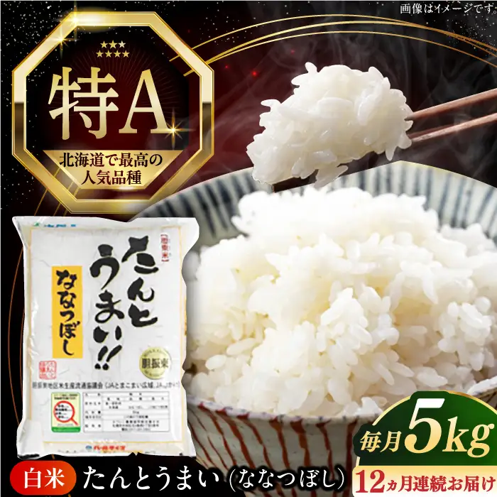 令和7年産 令和8年産 【全12回定期便】ななつぼし [たんとう米] 5kg 米 定期便 1年 12ヵ月 お米 白米 ご飯 ななつぼし 北海道 [AXAB020]