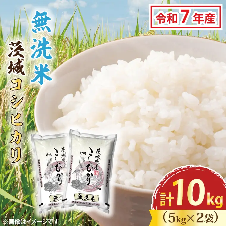 令和7年産 無洗米 茨城 コシヒカリ 10kg (5㎏×２袋)  米 精米 茨城県産_CU002