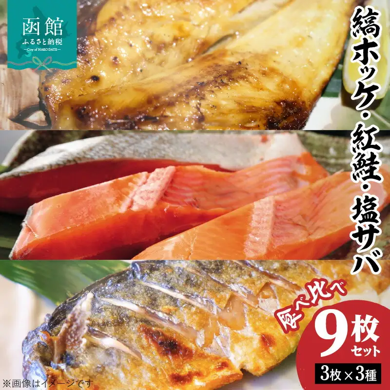縞ホッケ・紅鮭・塩サバ食べ比べセット 縞ホッケ 紅鮭 塩サバ 魚 焼き魚 北海道 函館市 ふるさと納税 お取り寄せ 送料無料_HD069-015
