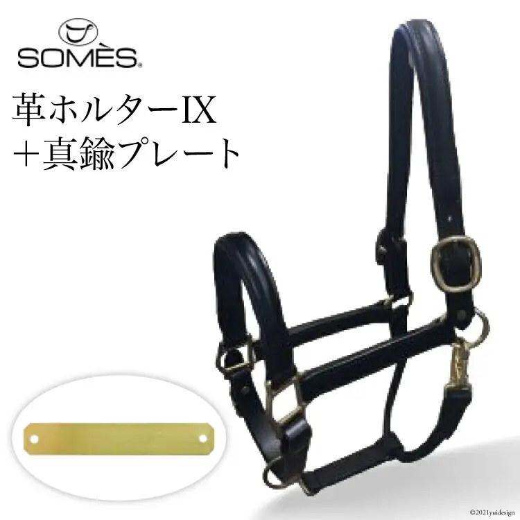 SOMES Reiz 革ホルター9 ブラック と 真鍮プレート