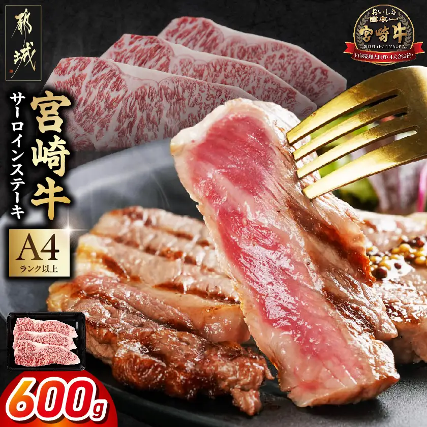 宮崎牛サーロインステーキ200g×3枚〔AD-2603〕_(都城市) 宮崎牛 牛 サーロイン ステーキ 200g×3枚 600g