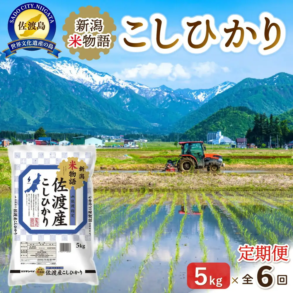 【6ヶ月連続お届け】新潟米物語佐渡産コシヒカリ（5kg）