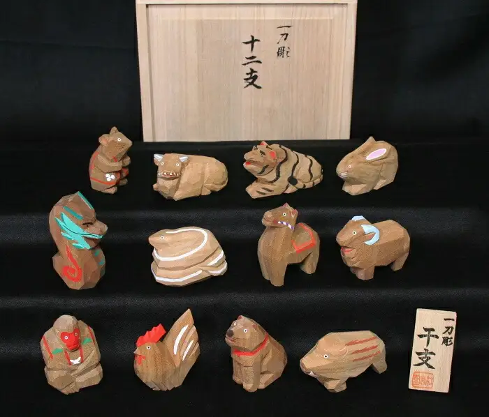 一刀彫 奈良一刀彫 十二支（小） 置物 インテリア 伝統工芸 大林杜寿園 D-10