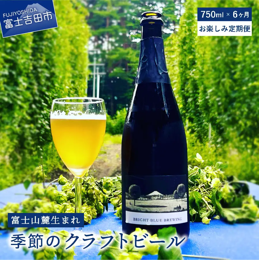 【6回お届け!お楽しみ定期便】ワイングラスで飲む季節のクラフトビール 750ml シャンパンボトル BRIGHT BLUE BREWING