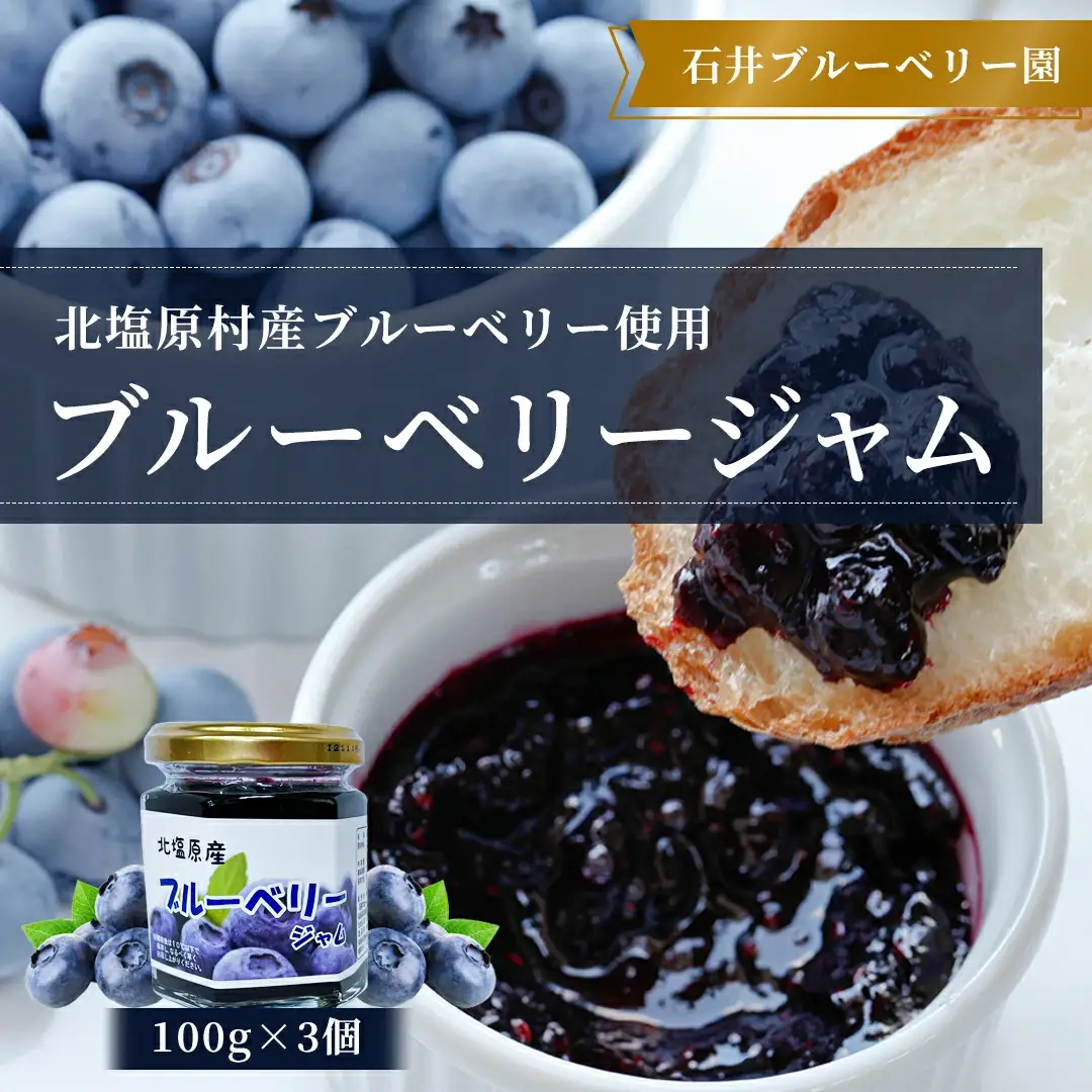 ブルーベリージャム100g×3個セット(石井ブルーベリー園) KBI001