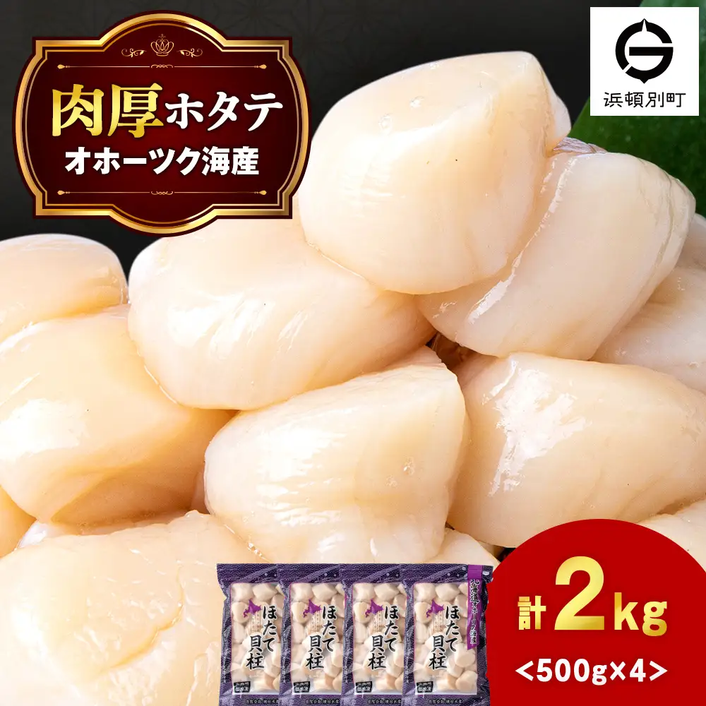 ほたて 貝柱 大粒 冷凍 500ｇ(20～25粒前後)×4パック 《横田水産》