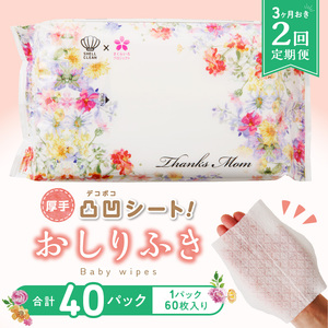 【２回定期便】おしりふき 20パック（60枚入り）厚手の凸凹シート使用！[056T04-T]