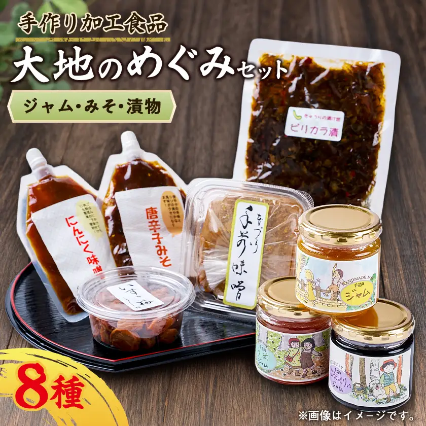 大地のめぐみセット(8品)_調味料 味噌  みそ  惣菜・加工品 梅干 漬物 梅干し うめぼし  惣菜・加工品 ジャム 缶詰・瓶詰 _【配送不可地域：離島】【1394440】