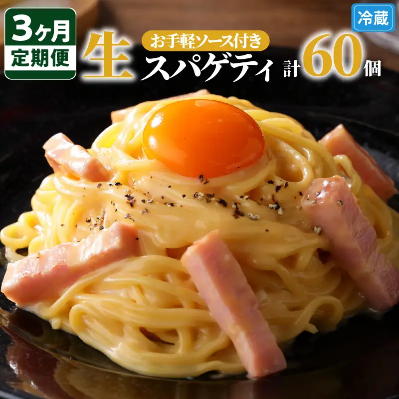 【3ヶ月 定期便】生スパゲティ 20個 お手軽 ソース 3個付き K036-T07