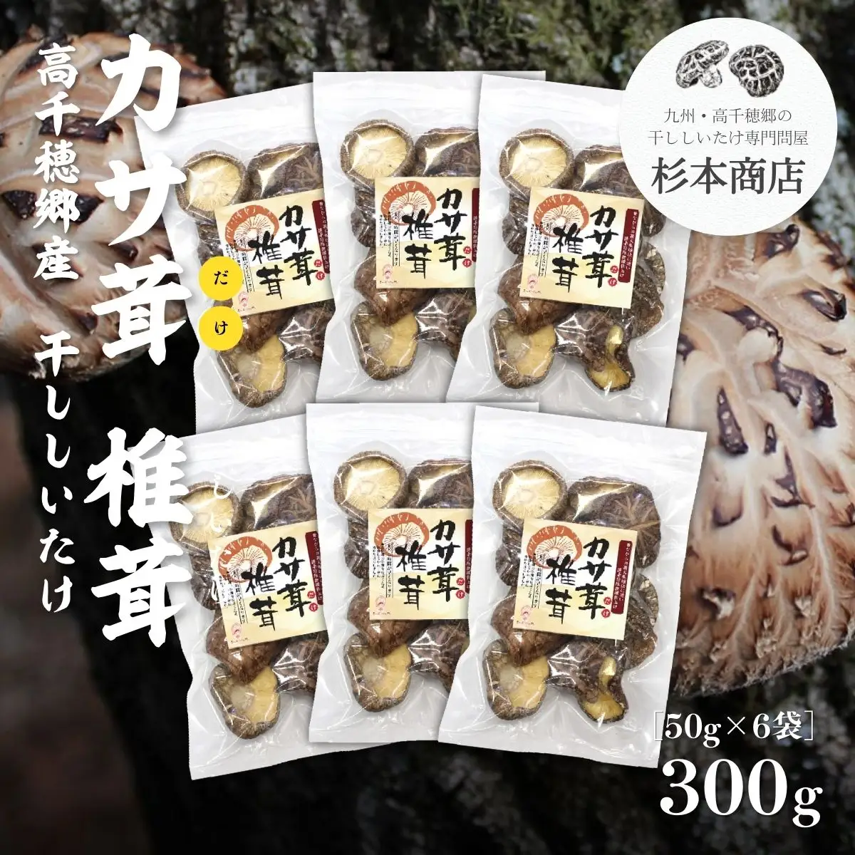 高千穂郷産カサ茸椎茸 50g×6袋 しいたけ 乾燥しいたけ きのこ 出汁 干し椎茸 旨味 杉本商店 煮物 料理 宮崎県 高千穂町 _Tk005-045