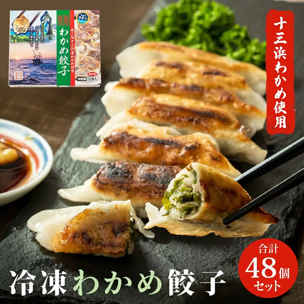 わかめ餃子　48個セット 冷凍 石巻市 十三浜産わかめ使用