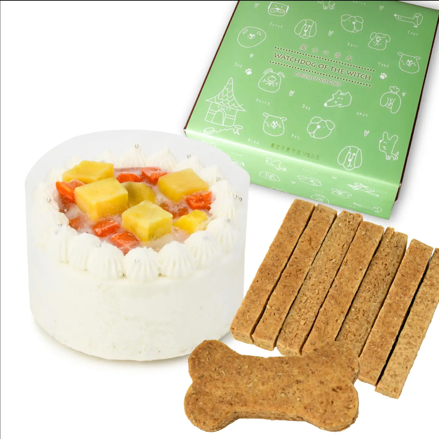【着日指定可】中型犬～大型犬用 クリームデコレーション ケーキ 3号（270g）ペットおやつ 【IT0042】