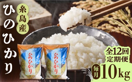 【全12回定期便】糸島産 ひのひかり 10kg × 12回  糸島市 / 三島商店 [AIM016] 米 九州 白米