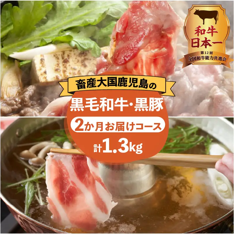 【岩元精肉店】鹿児島県産黒毛和牛・かごしま黒豚 味わい2か月お届けコース K045-T03 肉 豚肉 牛肉 冷凍