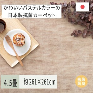 パステルカラーの日本製 抗菌 カーペット 1枚 4.5帖 ベージュ 約261×261cm 600004145 [3515]