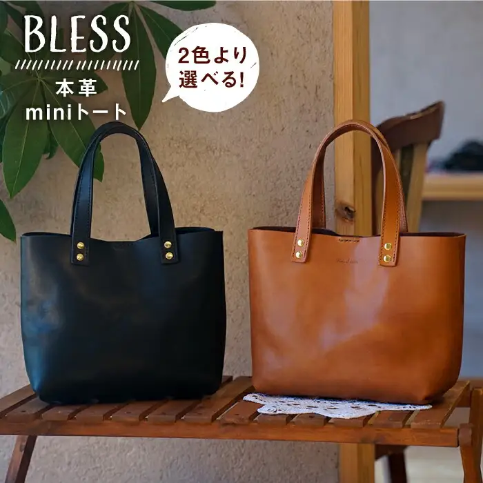 本革 ミニトート （ ブラック / キャメル ） 糸島市 / BLESS [AAA023] 鞄 レザー