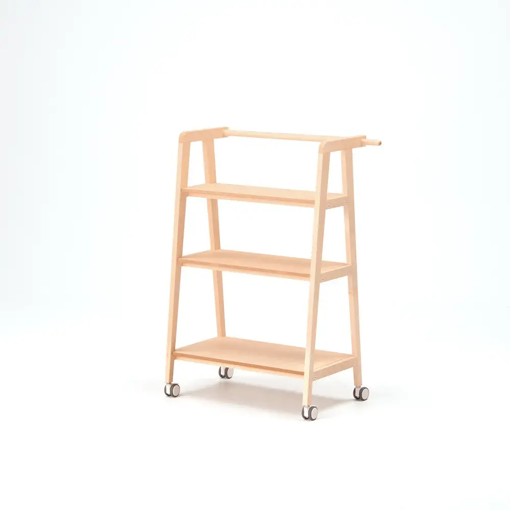 旭川家具　コサイン　ワゴンシェルフ　メープル 【 旭川家具 北海道 旭川市 木製 家具 コンパクト オープンシェルフ キャスター付き 棚 組み立て式 オープンラック 選べる樹種 シンプル ナチュラル 手作り 北欧 おしゃれ 天然木 無垢 】_04445