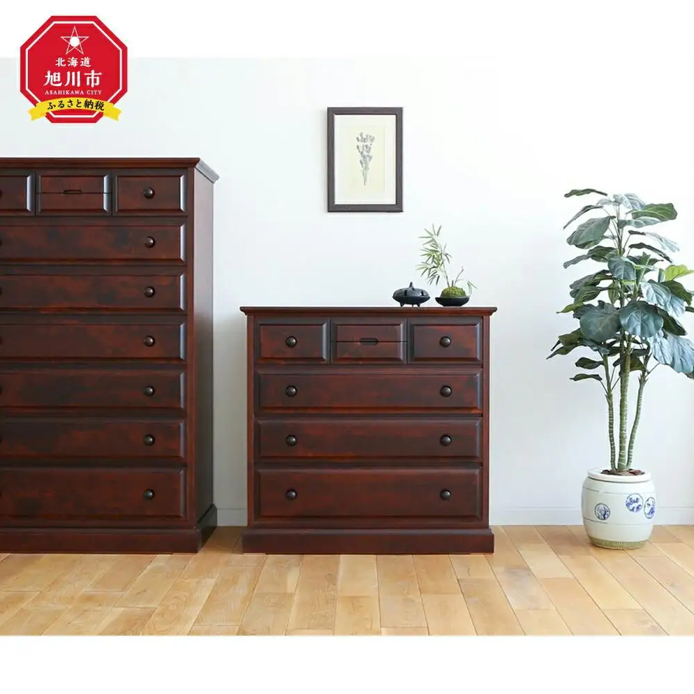 旭川家具 クリエイトファニチャーHOKKAI(北海) ローチェスト 85 【 国産 無垢 インテリア 木製 民芸 収納 キャビネット チェスト ローチェスト リビング ダイニング 北海道 】 _00943