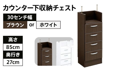 【色味：ブラウン】30センチ幅カウンター下収納チェスト 完成品 ブラウン 北欧風モダン収納庫 ホーム CI009BR