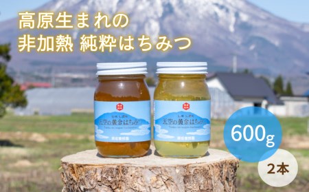 【限定数】非加熱 純国産100％『天空の黄金はちみつ』600g２個セット（百花蜜・アカシヤ）