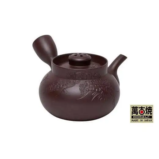 【萬古焼（ばんこやき）】実山作　1.5号天王寺松彫急須
