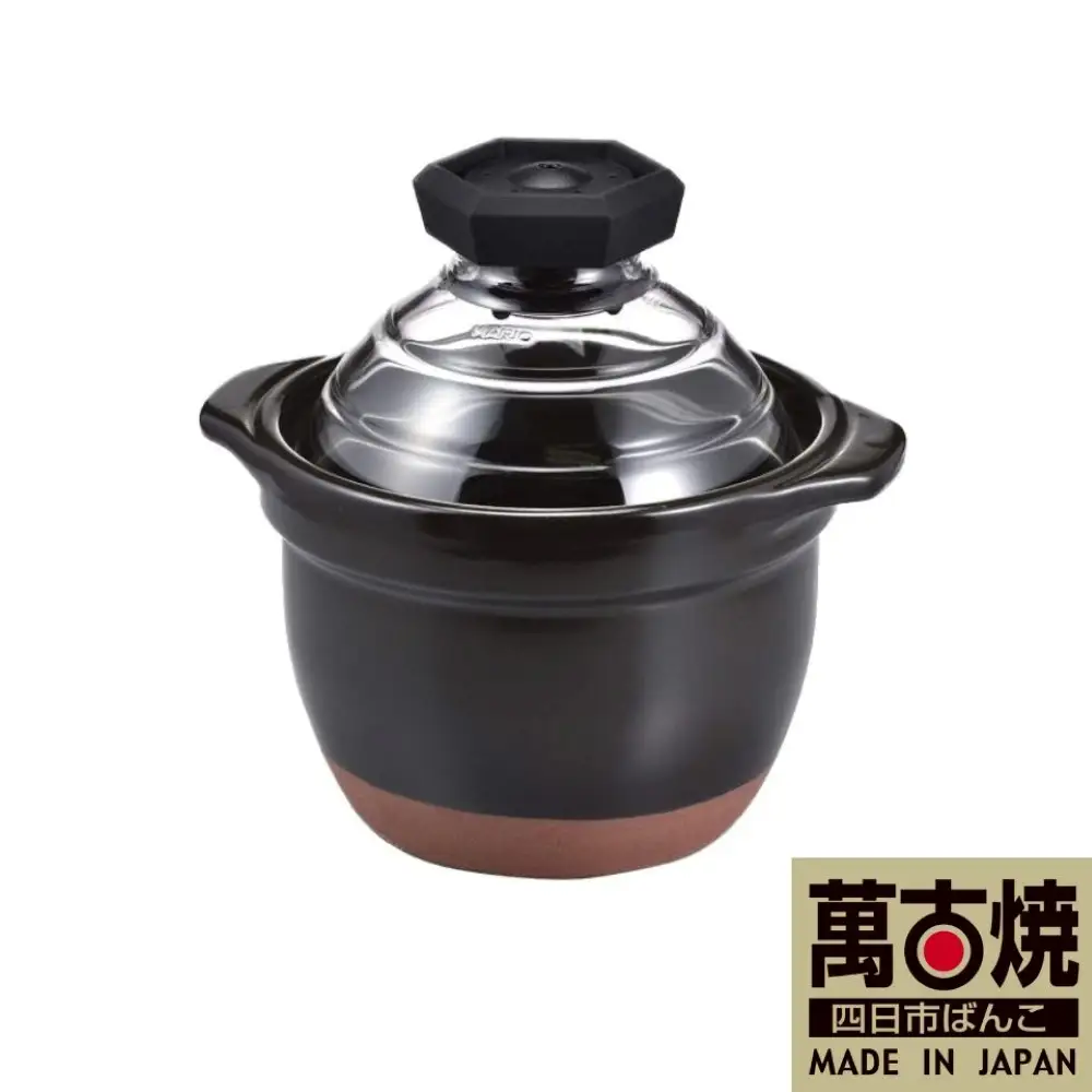 【萬古焼（ばんこやき）】フタがガラスのご飯釜1～2合炊き　HARIO　ハリオ