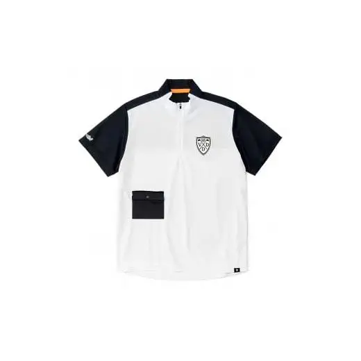 再生ポリエステル使用 サステナブル・ゴルフウェア・ブランド VIRI-DARI (ヴィリダリ) GOLFのウェア 吸水・速乾・UVケア メンズS（ホワイト×ブラック）