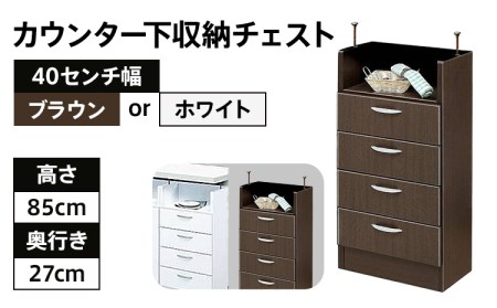 【色味：ブラウン】40センチ幅カウンター下収納チェスト 完成品 ブラウン 北欧風モダン収納庫　ホーム CI010BR