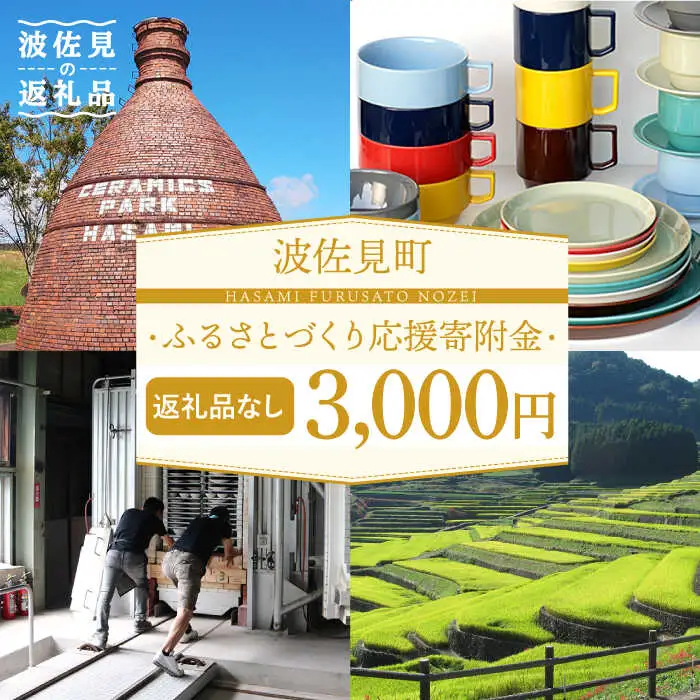 【返礼品なし】長崎県波佐見町 ふるさとづくり応援寄附金（3,000円分）[FB71]