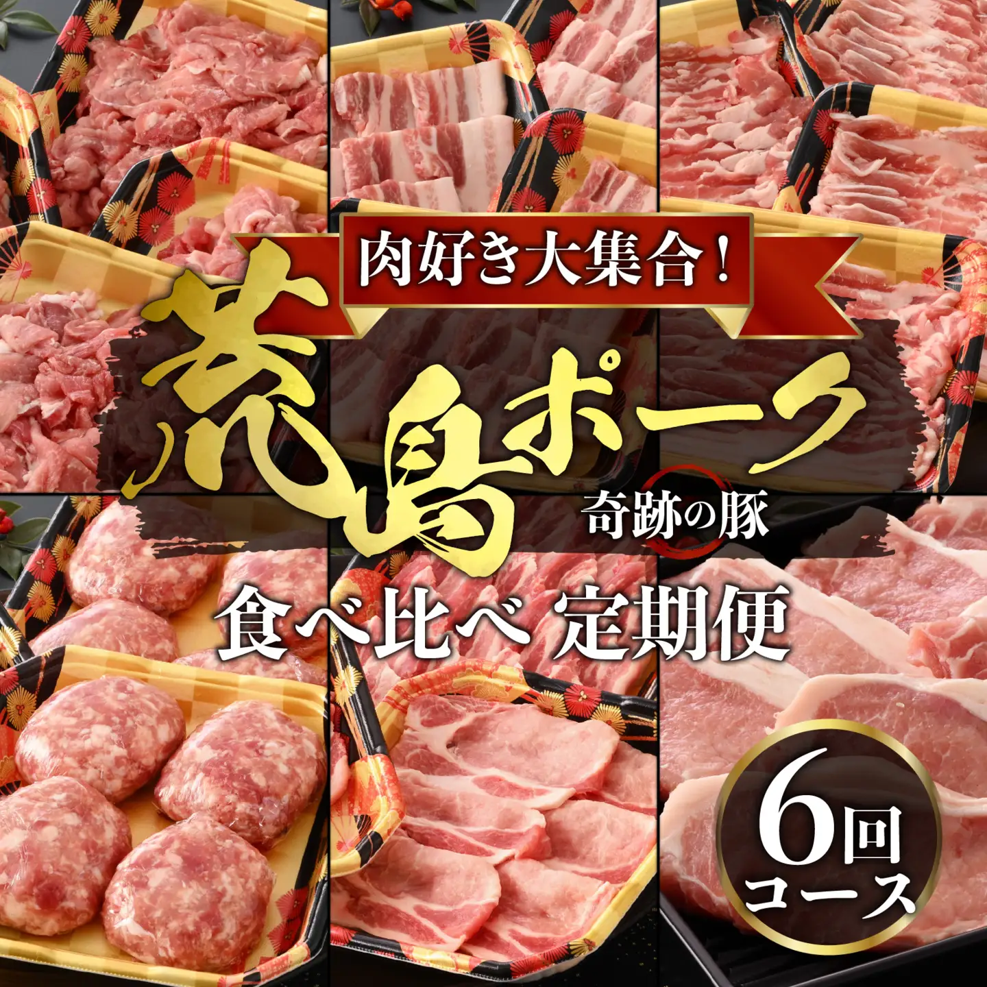 【肉の定期便×6回コース】肉好き大集合！国産豚肉「荒島ポーク」食べ比べ 定期便！【福井のブランド豚肉】