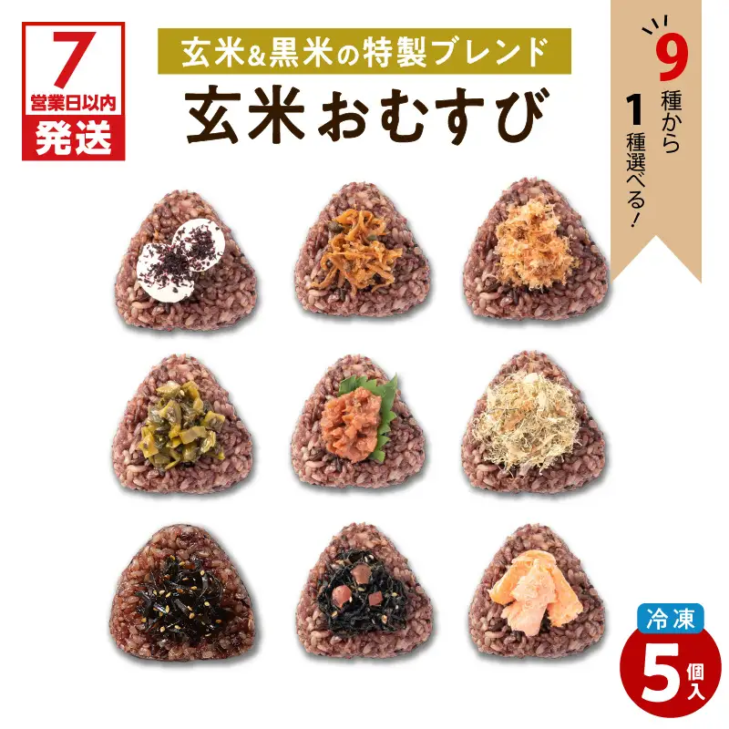 【7営業日以内に発送】9種から選べる！冷凍玄米おむすび 5個入り (8) 梅 の 実 ひじき K182-005_08 冷凍 スピード配送 最短 すぐ届く お急ぎ