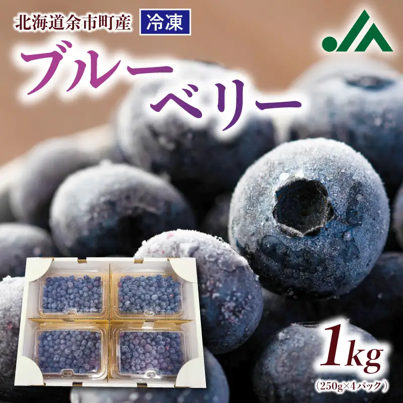 甘い! ジューシー! 余市町産冷凍ブルーベリー 250g×4パック 北海道産 1kg 冷凍フルーツ 果物_Y010-0344