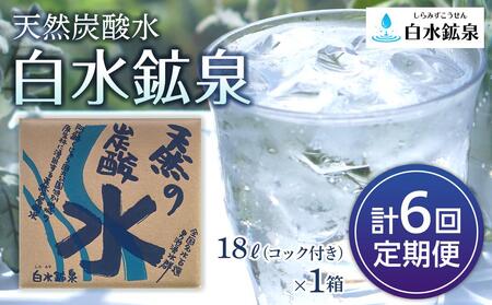＜2か月に1度のお届け！全6回 定期便＞天然炭酸水　白水鉱泉　18Ｌ×1箱