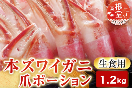 生食用本ズワイガニ爪ポーション1.2kg B-14088