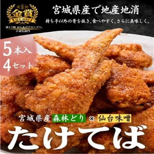 特製肉厚手羽先唐揚げ【たけてば】瞬間急速冷凍仕上げ　5本入り×4セット_肉 唐揚げ 鶏肉 からあげ カラアゲ_【配送不可地域：離島】【1400023】