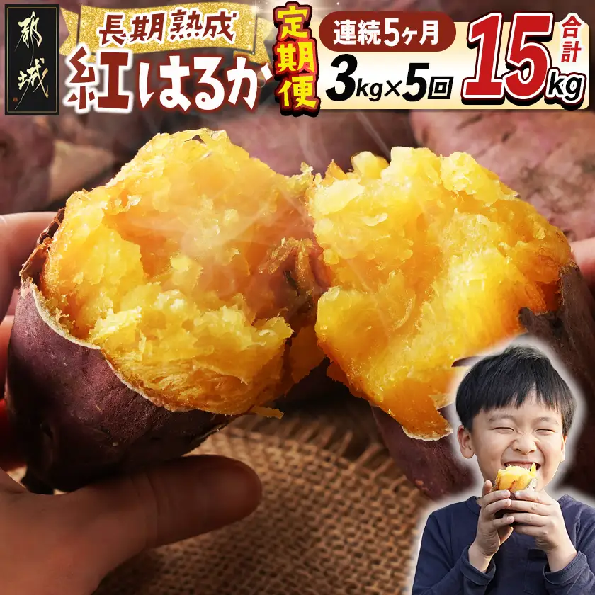 【5回お届け!】都城産 長期熟成紅はるか 3kg 定期便〔TLE5-I201〕_(都城市) 都城産 さつまいも 熟成紅はるか 秀品 3kg サイズ未選別 S～L 