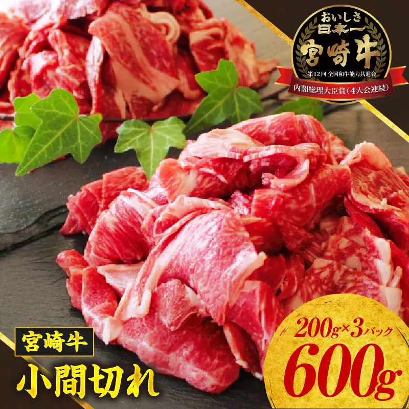 宮崎牛 こま切れ600g 牛肉 肉 お肉 精肉 挽肉 小間切れ 国産牛 和牛 ブランド牛 贈答 贈り物 ギフト グルメ お取り寄せ 炒め物 料理 アレンジ 牛丼 野菜炒め 肉豆腐 普段使い BBQ 宮崎県 高千穂町 _Tk024-018