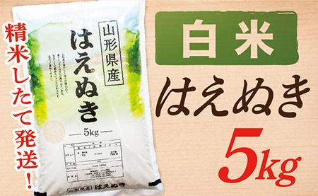 【令和7年産】【白米】山形県産はえぬき5kg