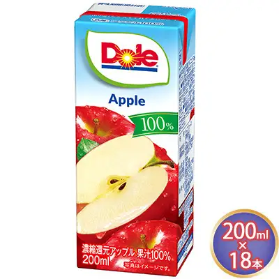 りんごジュース Dole アップル 100％ 200ml×18本 りんごジュース
