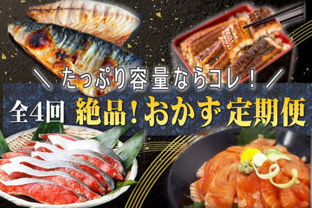 定期便【全4回/毎月お届け】家族みんなで楽しめる＼たっぷり容量ならコレ／絶品おかず定期便（さば・鰻・サケ・海鮮丼）【tkb305】