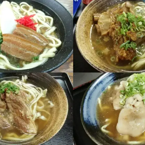 ＜だるまそば＞沖縄そば4種類食べ比べ（三枚肉・ソーキ・軟骨ソーキ・てびち） 〇 ストレート麺 読谷村 沖縄 国産豚使用 そば セット 細麺 リニューアル