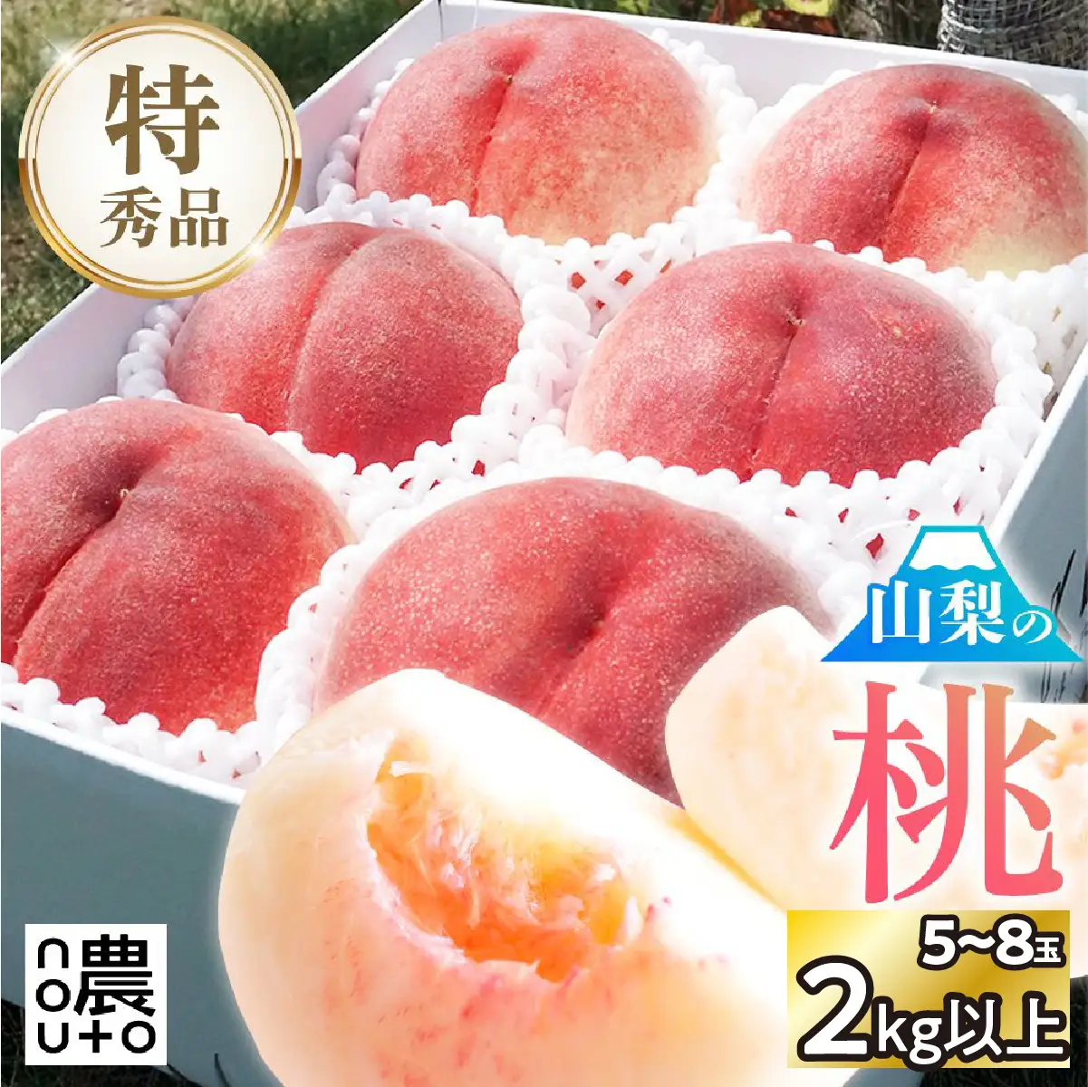 【2026年発送】日本一の生産量 山梨県産 桃 2kg以上 5~8玉 ※クール便 | 山梨 桃 本場 秀品 もも 高評価 人気 ランキング おすすめ コスパ 甘い 高糖度 美味しい デザート 数量限定 送料無料　産地直送 山梨県産 「販売」KEIPE株式会社 154-030-26y