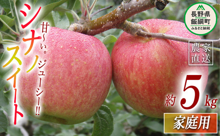 りんご シナノスイート 家庭用 5kg ヤマウラ農園 沖縄県への配送不可 2026年10月中旬頃から2026年10月下旬頃まで順次発送予定 令和8年度収穫分 信州 果物 フルーツ リンゴ 林檎 長野 予約 農家直送 長野県 飯綱町 [1580]